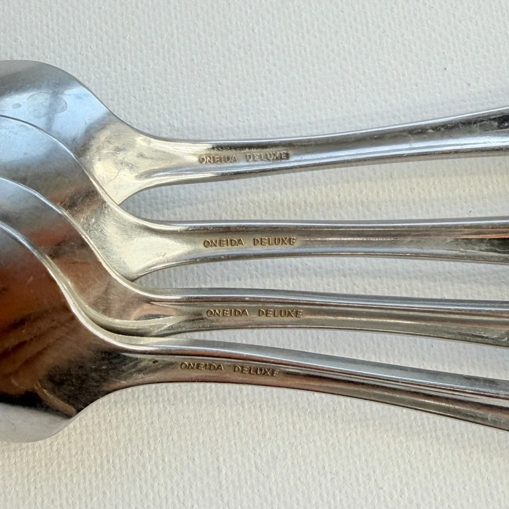 Oneida Teaspoons Unisex 6in Silver Good Chateau Shell Stainless Set of 4 109